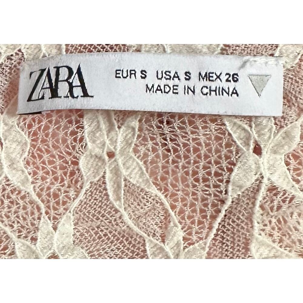 Zara Long Asymmetric Lace Dress Ivory 4813/303 Size S - Picture 11 of 12
